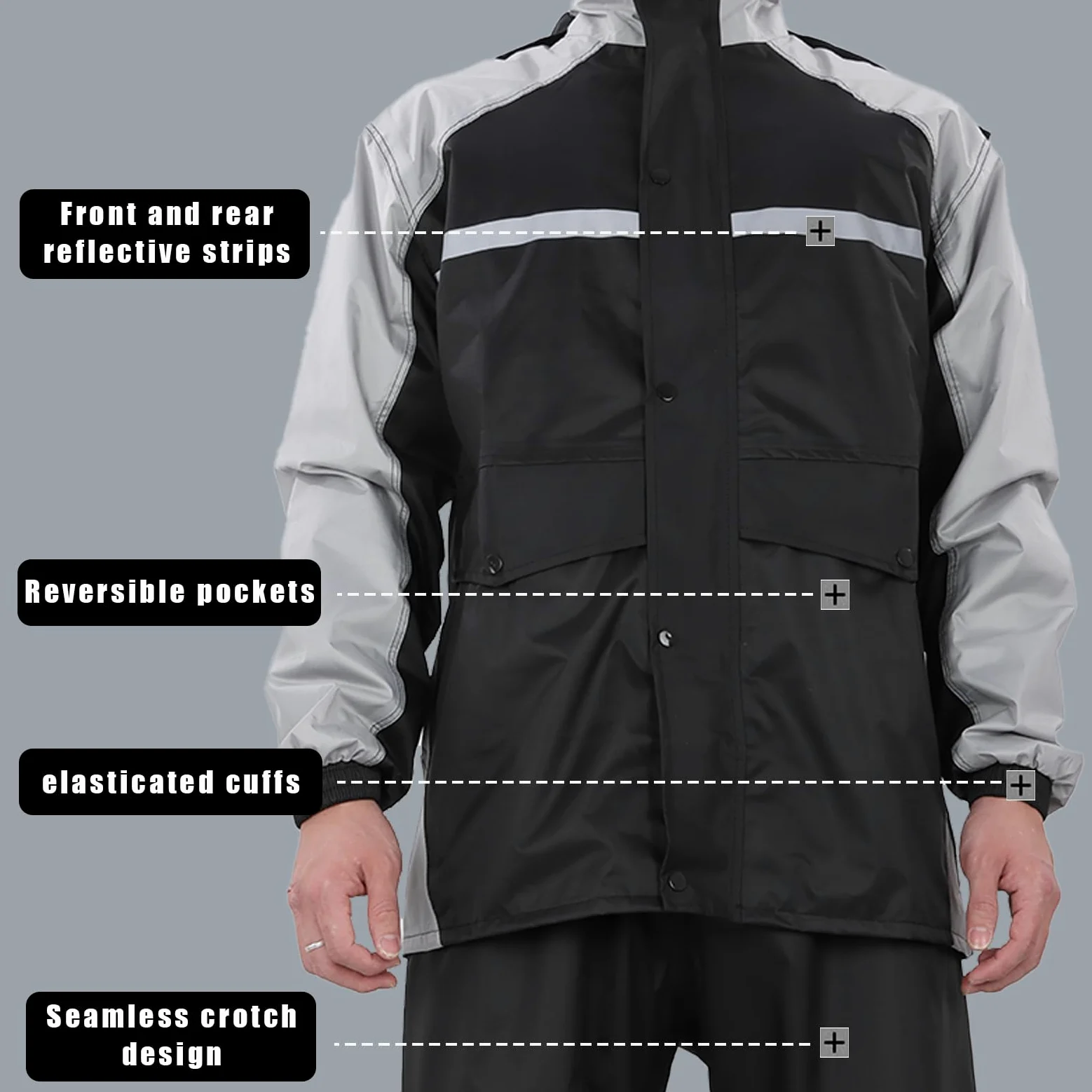 Vestes Imperméables pour Hommes, Combinaison de Pluie à Capuche Légère, Combinaison Imperméable de Moto, Veste et Pantalon Imperméables pour la Pêche, la Randonnée, le Cyclisme