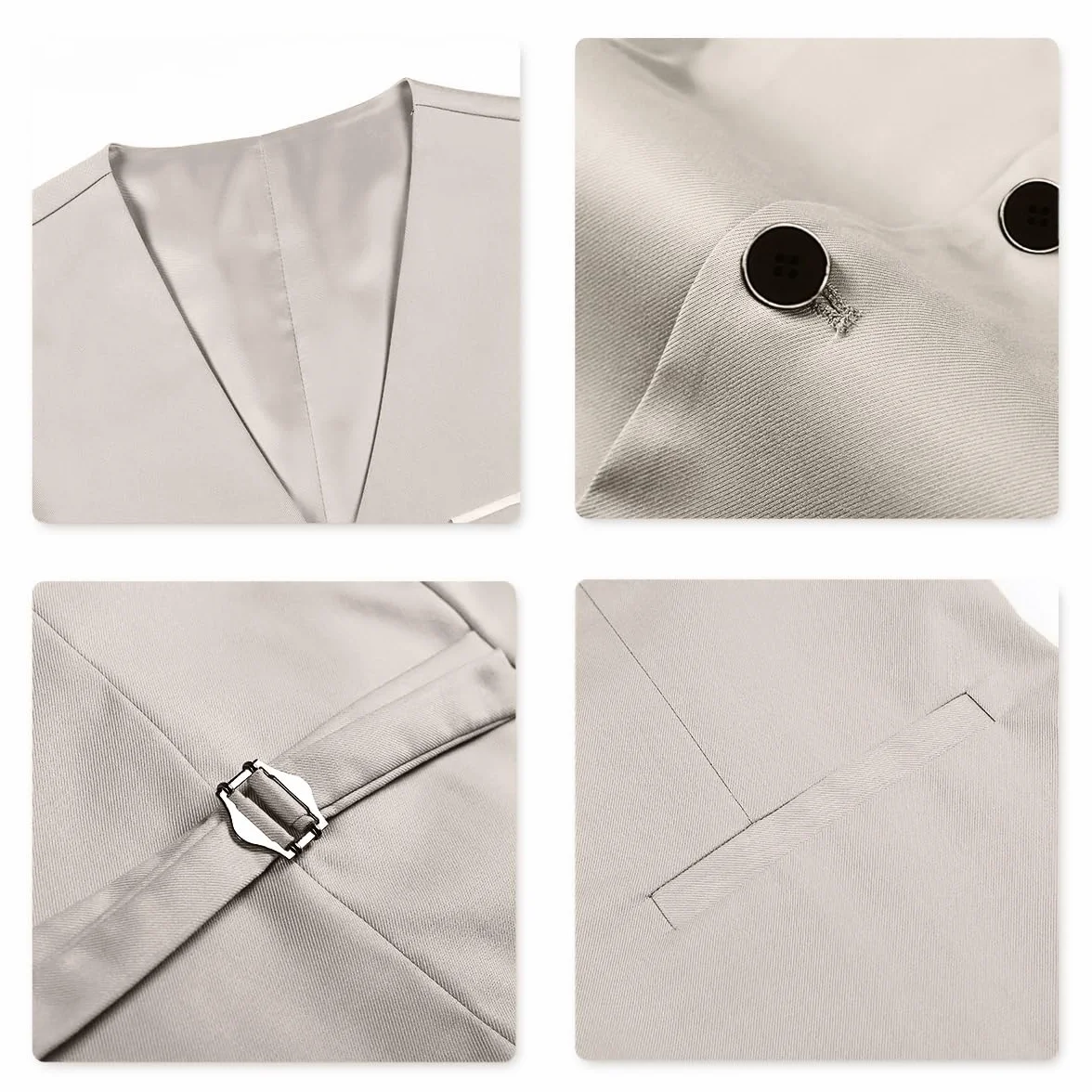 Allthemen Costumes Hommes 3 Pièces Mariage Un Bouton Slim Fit Vests de Smoking Couleur Pure Formel Veste Gilet et Pantalon