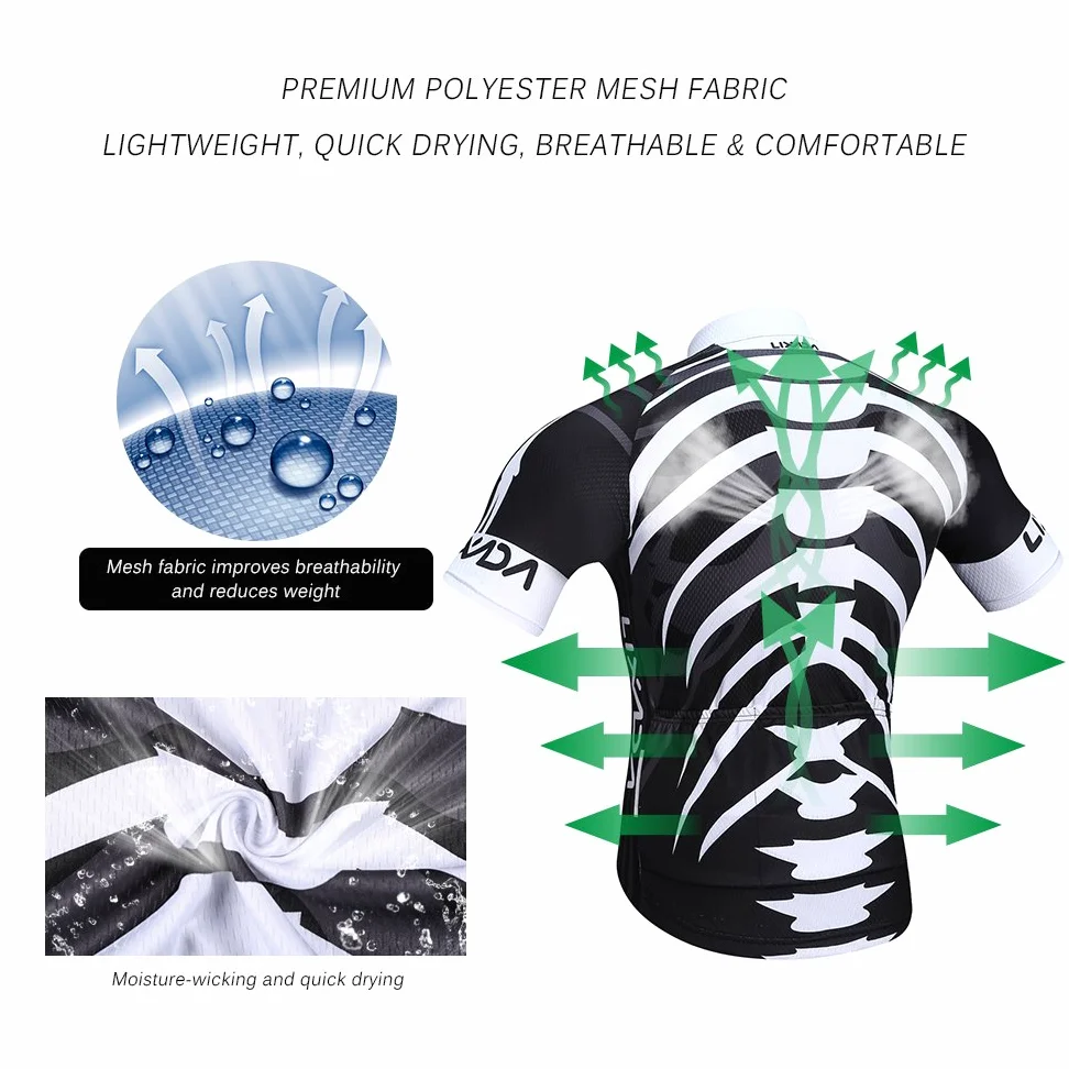 Lixada Hommes Femmes Cyclisme Maillot à Manches Courtes + Cuissard de 3D Padded Short Respirant