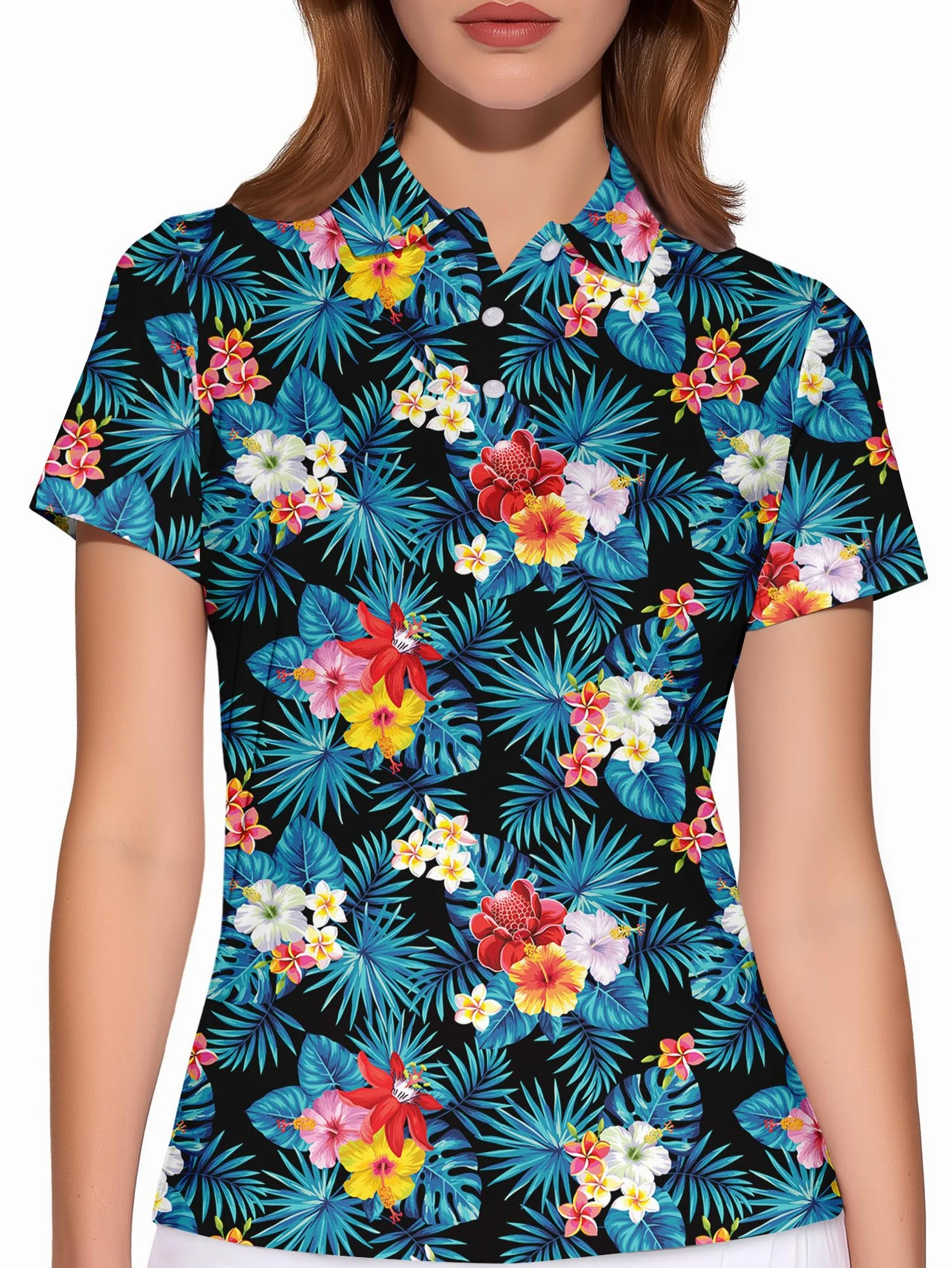 PAGYMO Polo de golf hawaïen amusant pour femme