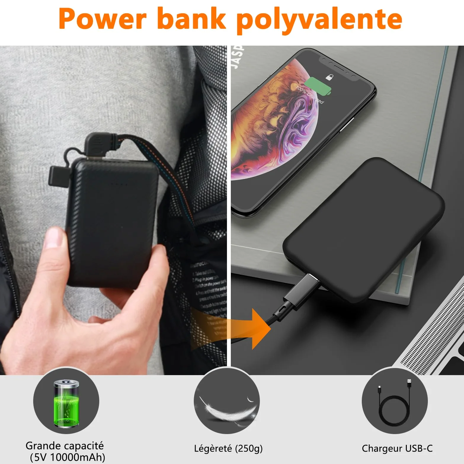 Veste Chauffante Homme et Femme - Blouson Chauffant USB Électrique avec Batterie 10000mAh, 5 Zones Chauffantes & 3 Niveaux de Température - Manteau Doudoune à Capuche pour Hiver et Moto