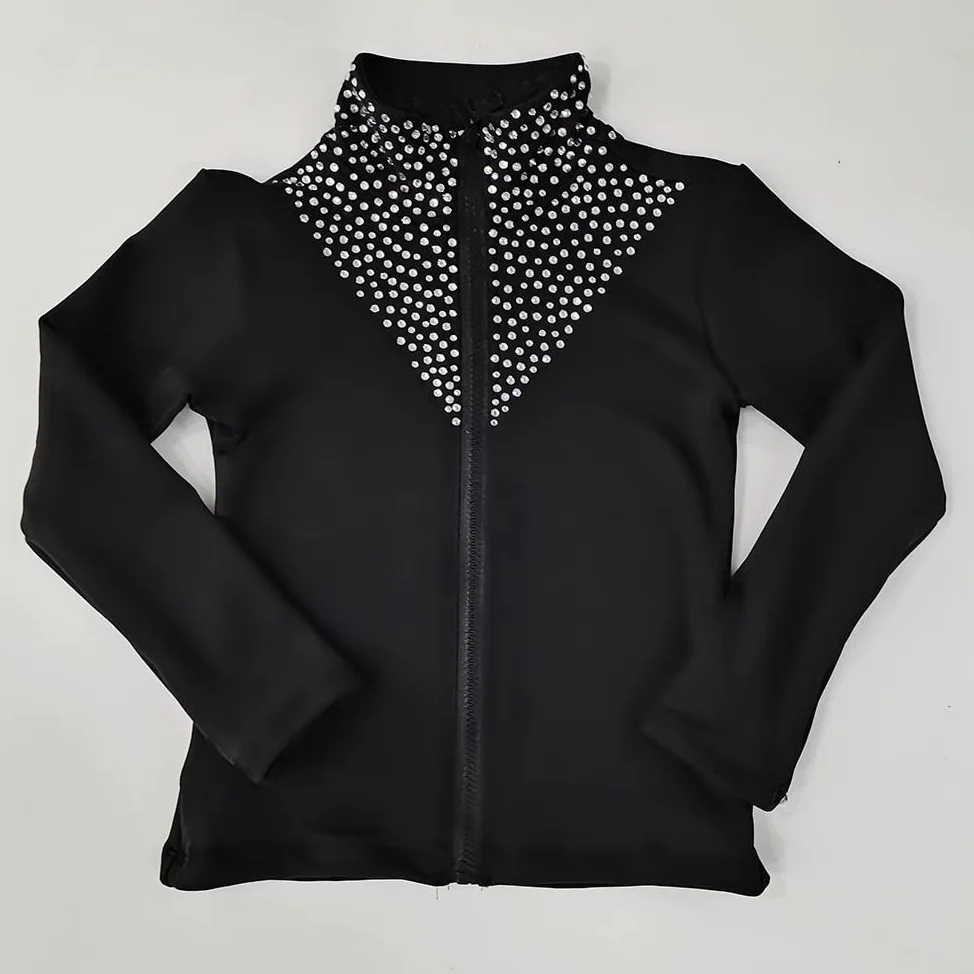 LIUHUO Veste de patinage artistique avec diamants bicolore pour fille