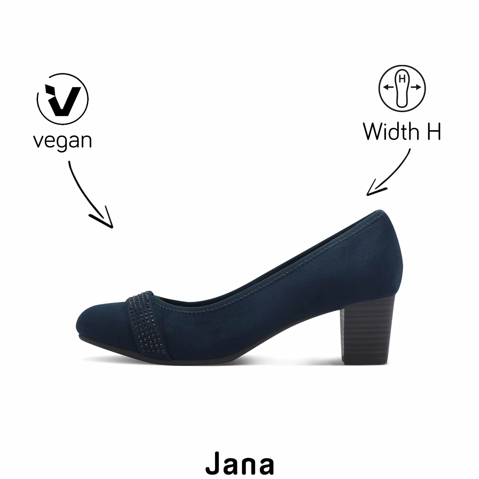 Jana Mary Jane Femme avec détails pailletés Vegan