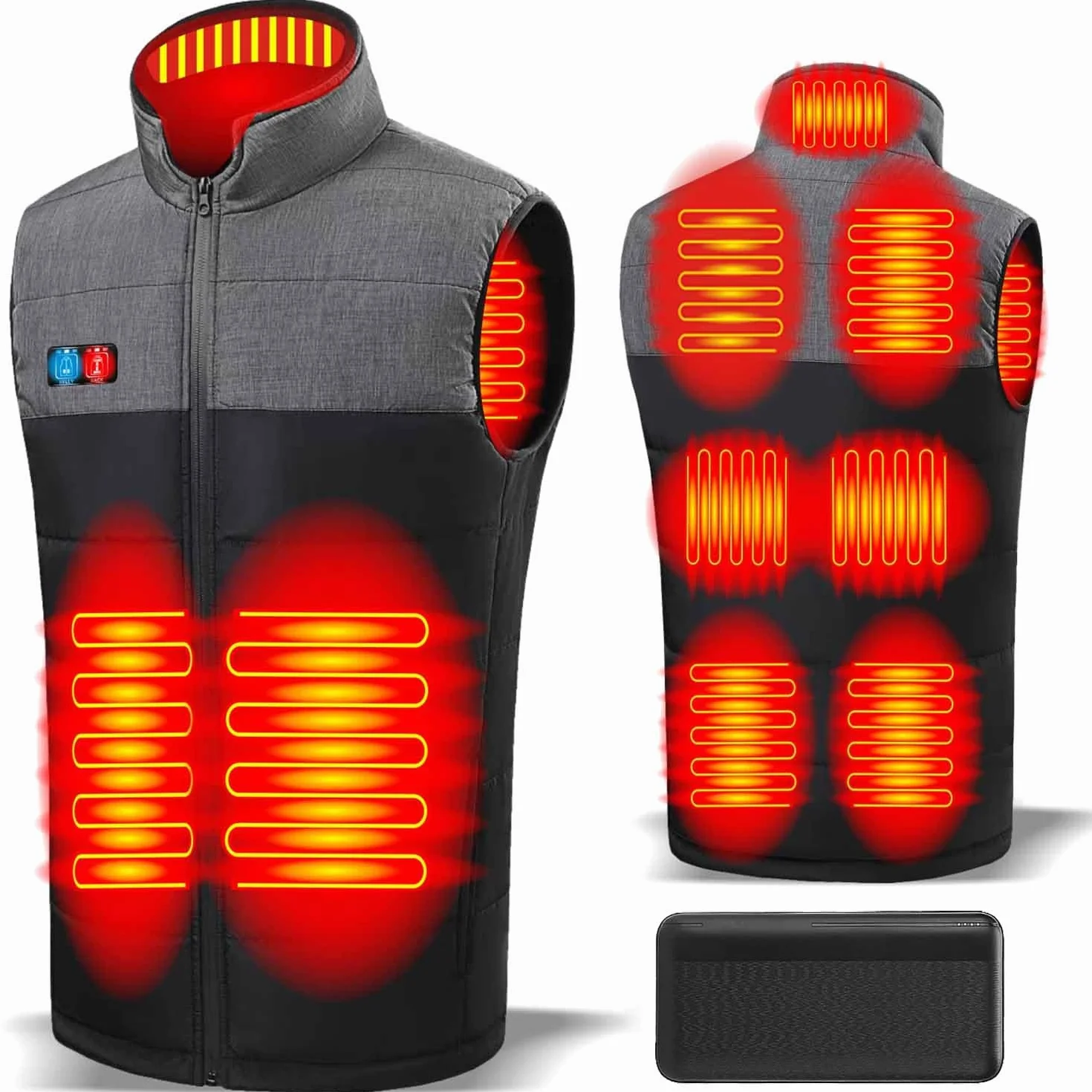 Panngu Gilet chauffant avec batterie externe, veste avec chauffage, gilet chauffant pour homme et femme - Veste chauffante avec batterie