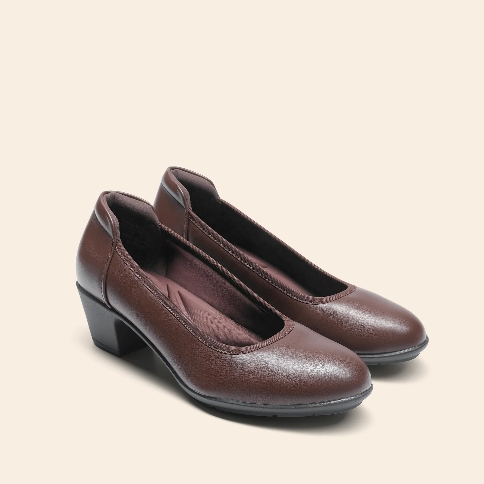 DREAM PAIRS Escarpins bas épais à bout fermé pour femme - Chaussures de travail confortables à talons ronds
