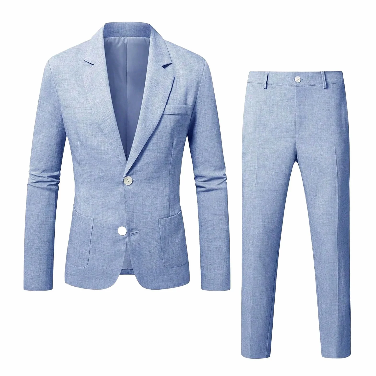 Costume Homme 2 pièces, Costume Homme en Lin 2 pièces, adapté pour Mariage, fête d'affaires, Veste de Costume élégante et Confortable et Pantalon