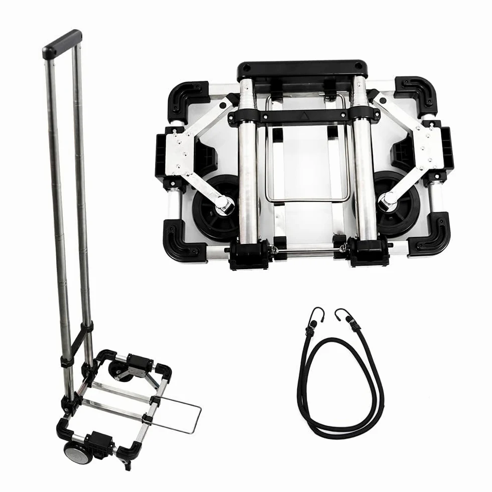 CNQLIS Diable Pliable, Chariot de Transport Portable, Compact, Mini léger pour Voyage/Auto/déménagement/Bureau, 30,5 cm H x 23,9 cm l s'adapte à la Plupart des Sacs à Dos - Diable léger de 50 kg