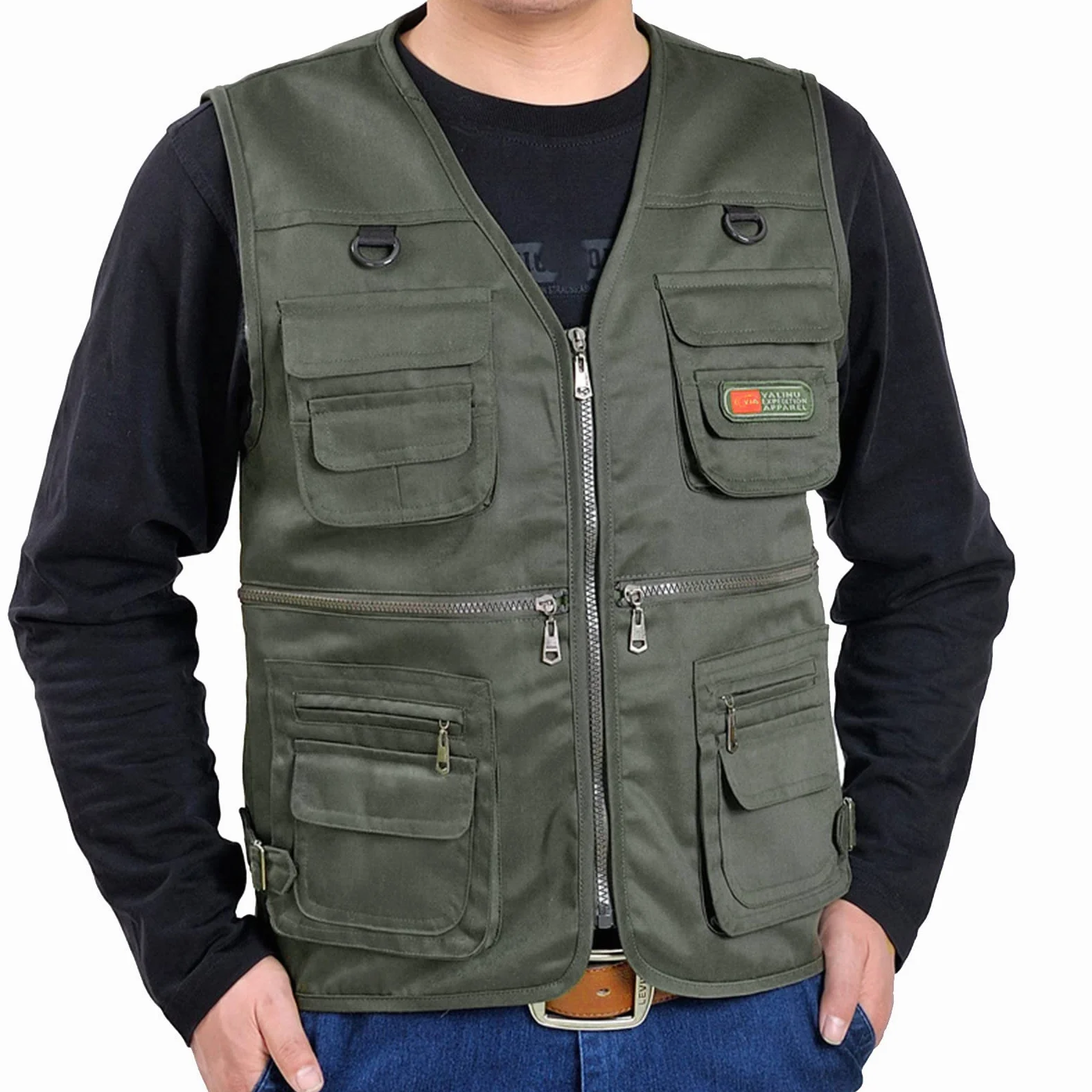 Gilet de pêche pour homme - Gilet d'extérieur multi-poches sans manches - Gilet de chasse pour homme avec de nombreuses poches - Veste softshell légère sans manches - Veste de loisirs - Veste