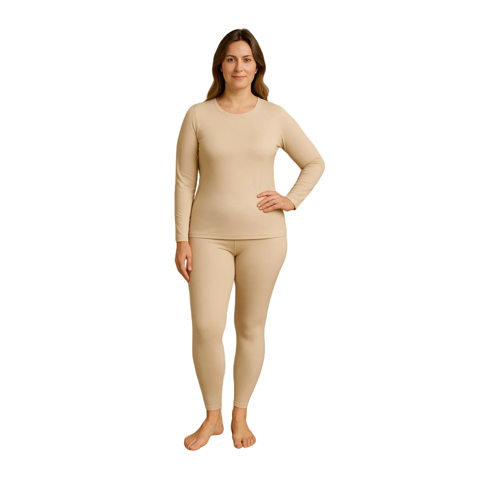 Ensemble sous-vêtements Thermiques Femme léger doublé Polaire Extensible Chaud Respirant Haut Manches Longues et Legging