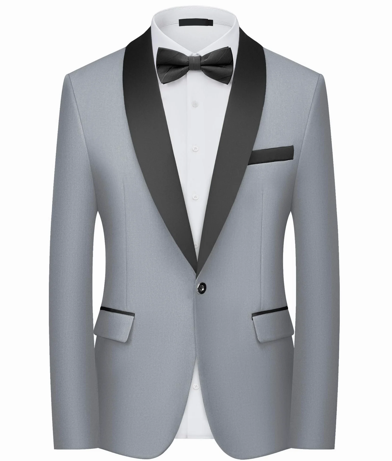 Blazer Homme Slim Fit 1 Bouton Revers Châle Veste de Costume Élégante pour Mariage Business Cérémonie Soirée