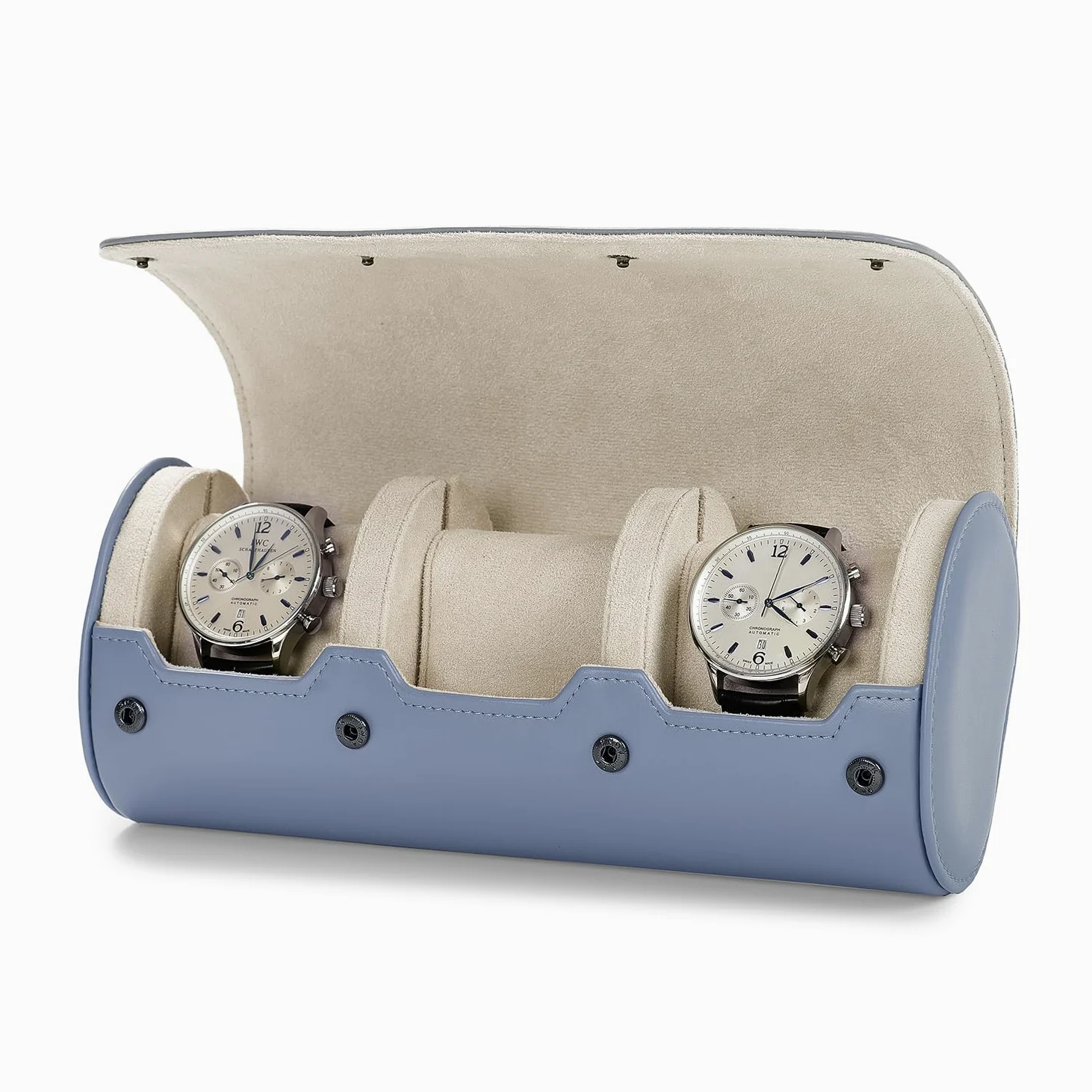 Oirlv Luxe PU Cuir 3 Fentes Etui Montre,Boite a Montre Homme,Rangement Pour Coffret Cadeau Noël Anniversaire Boite Montre(Bleu Clair)