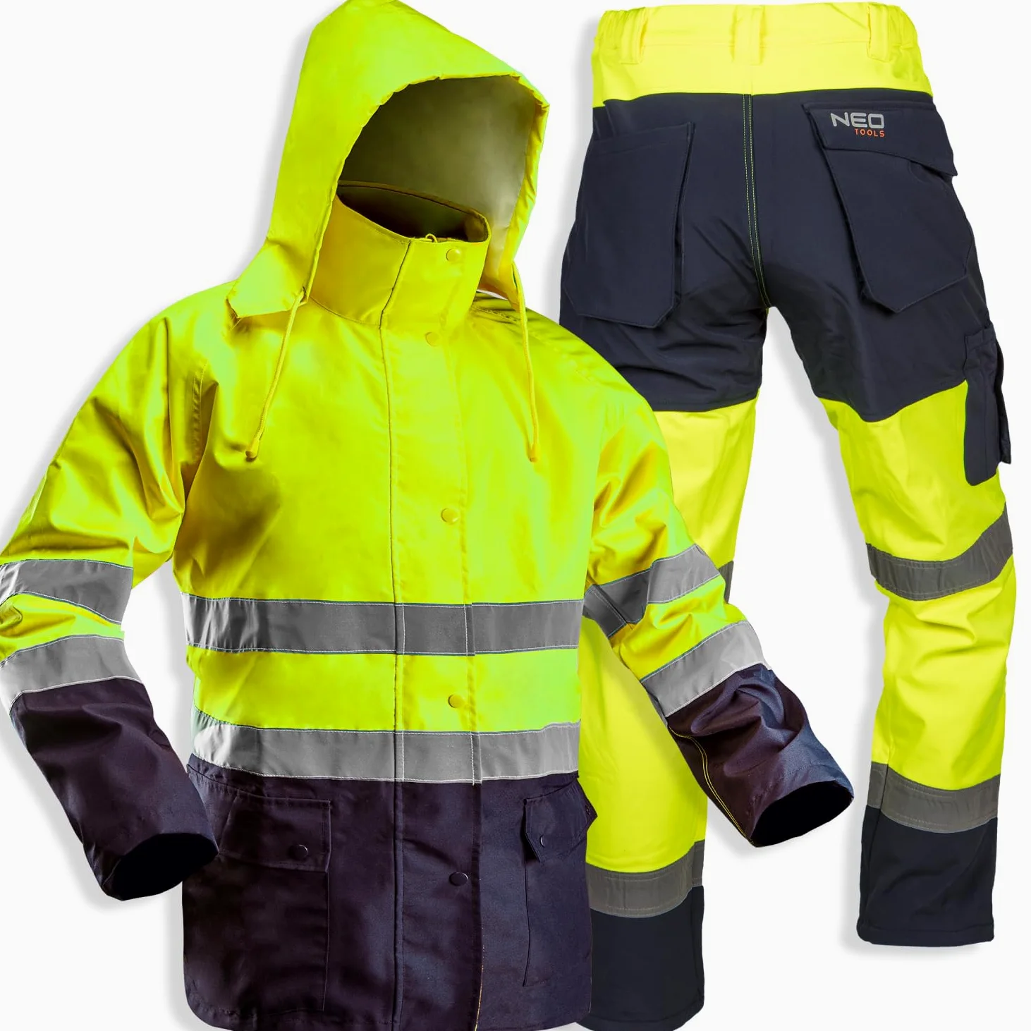 Veste haute visibilité avec bandes réfléchissantes d'alerte en ISO 20471 Veste Orange Jaune Fluo Veste de pluie veste de travail d'alerte protection sécurité Veste