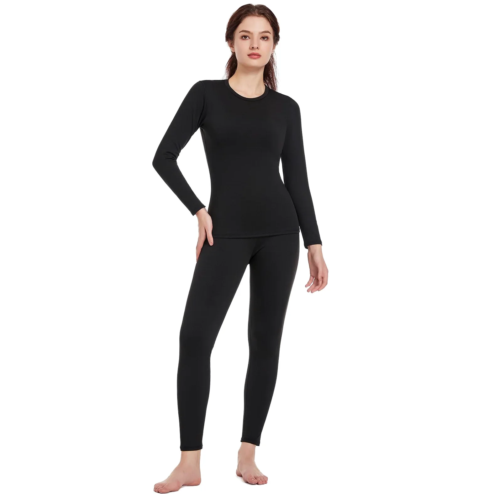 TBoonor Vêtements Thermiques pour Femmes, sous-vêtements Respirants et Fonctionnels, de Ski avec Doublure en Polaire – Ensemble Thermique Ultra Doux pour l’Hiver, Idéal pour la Maison et Le Sport
