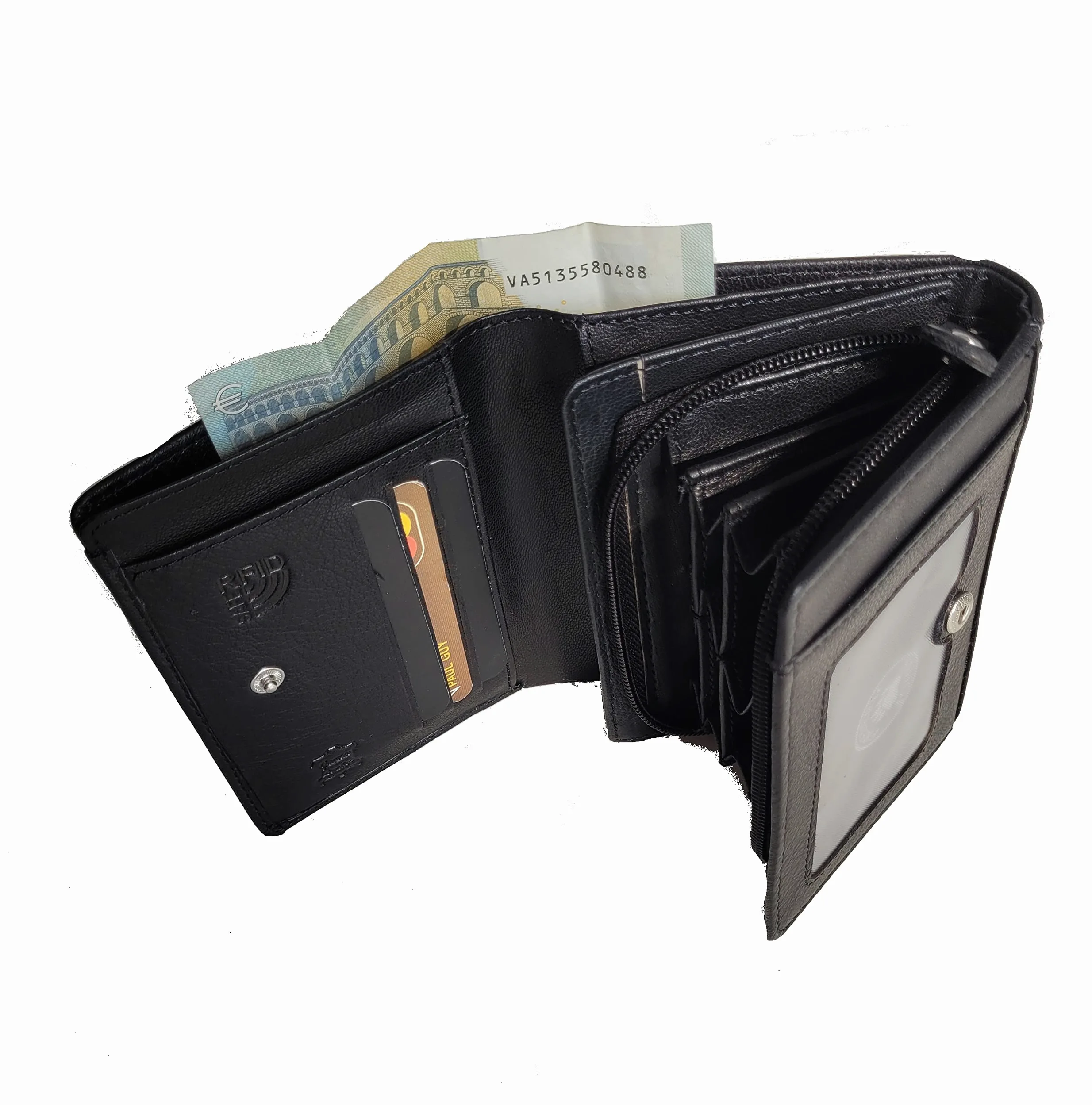 Monnayeur Euro en Cuir 8 Compartiments – Porte-Monnaie Trieur Rapide pour Serveur et Malvoyant – Grande Capacité, Résistant – Frédéric Johns