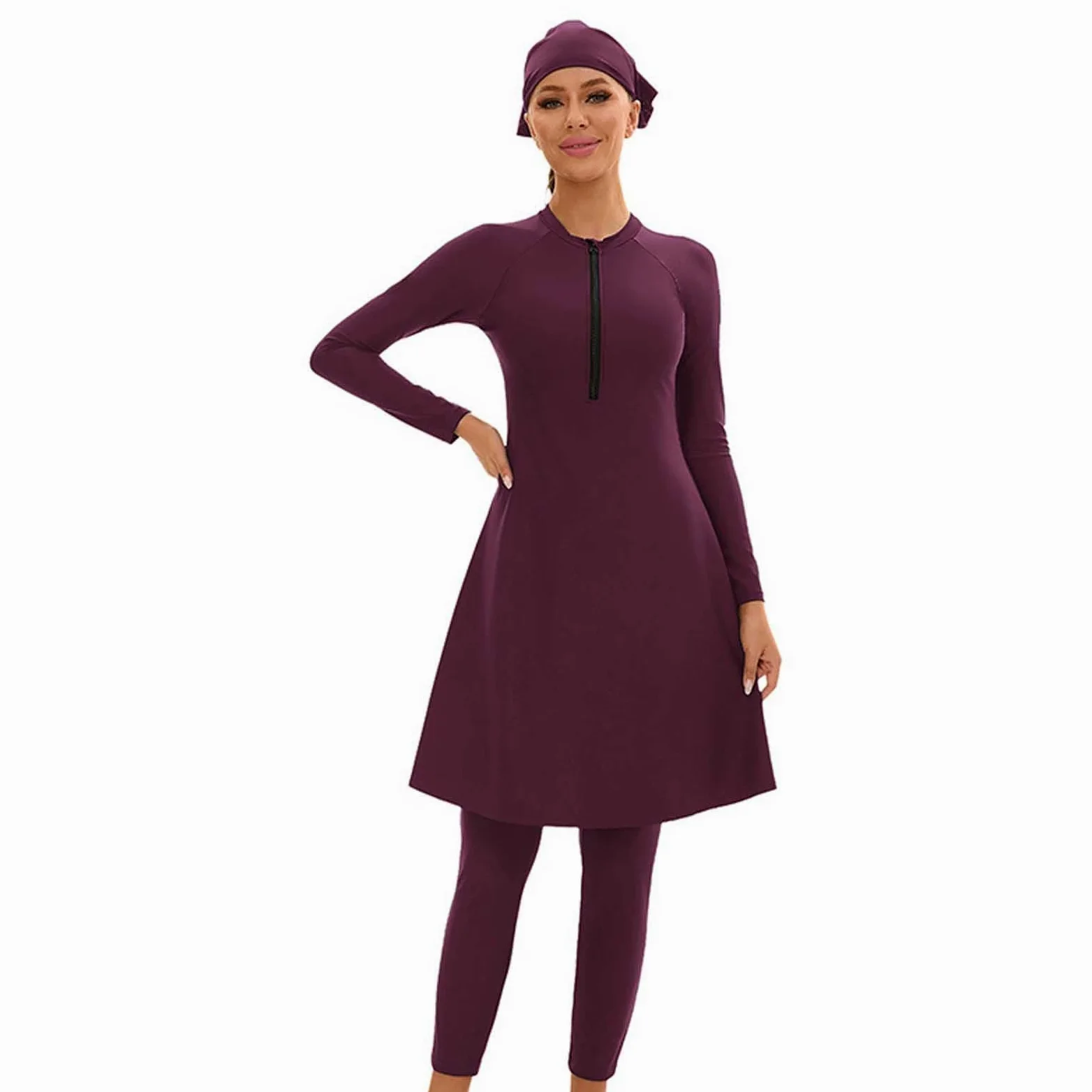 Générique Burkini Femme Tankini Maillot De Bain Ventre Plat Bikini Manche Courte Ensemble Ete Grande Taille Ronde Musulmane Short Haut 2 Pieces Push Up Musulman T Shirt Anti UV Sexy Shorty Gainant