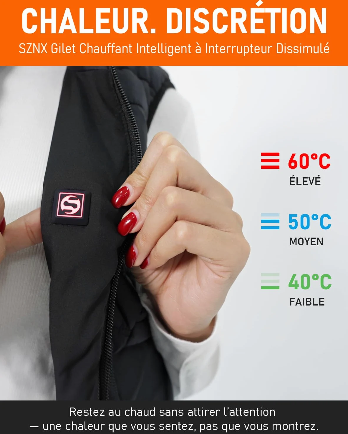 SZNX Gilet Chauffant Femme avec Batterie Incluse – Veste Chauffante Électrique 6 Zones, Gilet Chauffant Hiver Femme 3 Niveaux, Sans Manche, Veste Chauffante Extérieur Froid, Noir