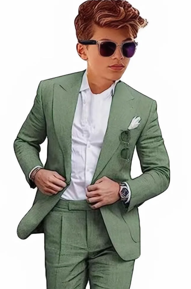 Costume en lin pour garçon 2 pièces léger veste pantalon d'été garçon costume formel