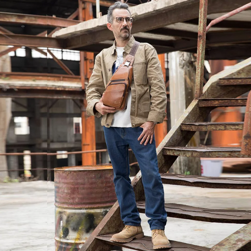 Homme Sacs Portés épaule Tendance Loisir Cuir Veritable Sac Besace