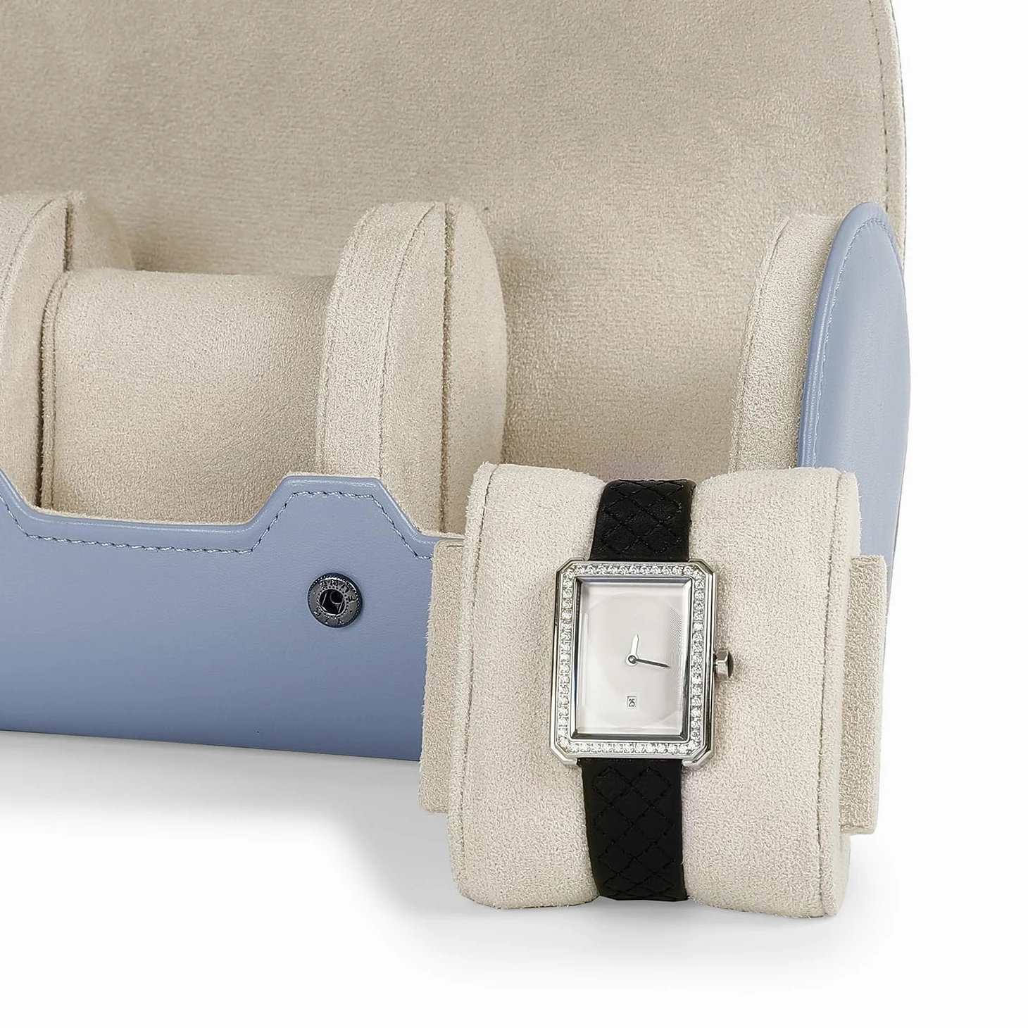 Oirlv Luxe PU Cuir 3 Fentes Etui Montre,Boite a Montre Homme,Rangement Pour Coffret Cadeau Noël Anniversaire Boite Montre(Bleu Clair)