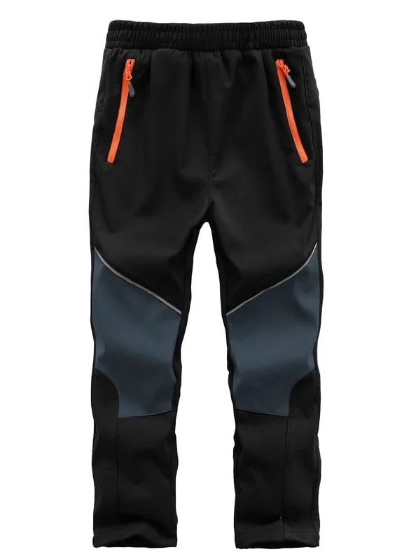 Pantalon de Ski de Neige pour Garçon Pantalon de Randonnée Coupe-Vent pour Enfant Pantalon Hiver Chaud Doublé de Laine Polaire