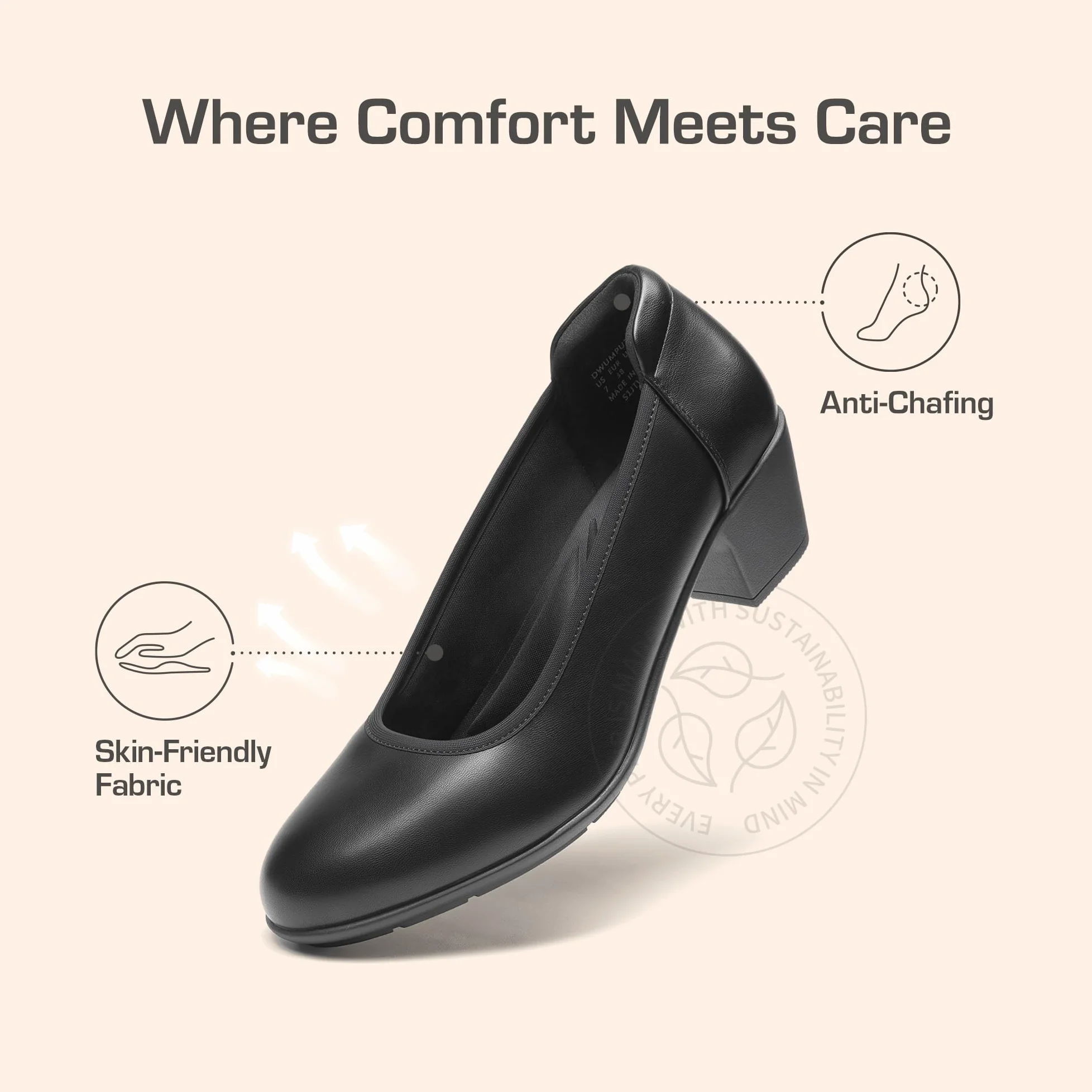 DREAM PAIRS Escarpins à talons bas et épais confortables pour femme - Bout rond - Chaussures habillées pour le bureau et les affaires, noir, 39.5 EU