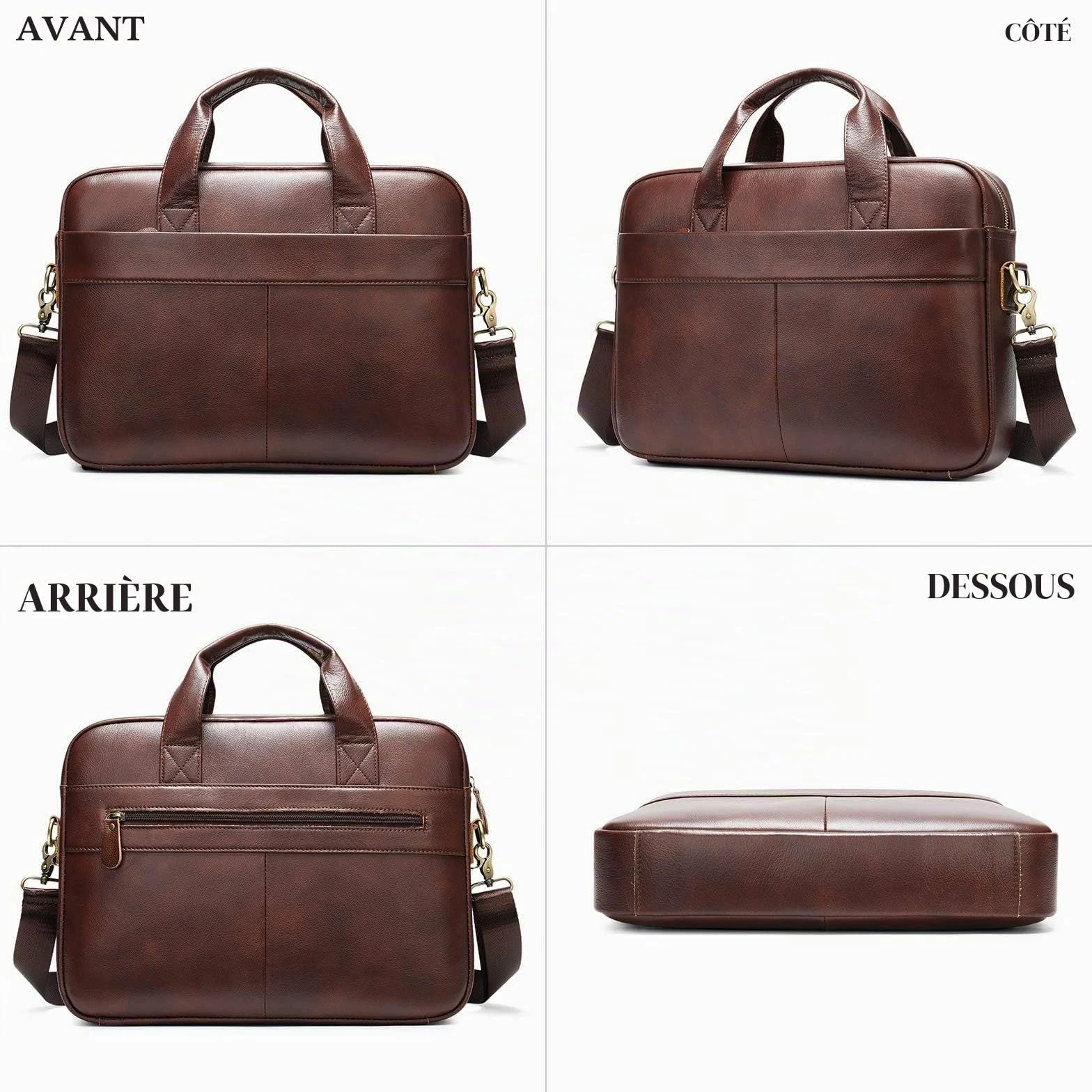 VINBAGGE Sac Business Mallette Homme Cartable Sacs Business en Cuir Véritable 14 Pouces Porte Document Sac de Messager Sac à Bandoulière d'affaires