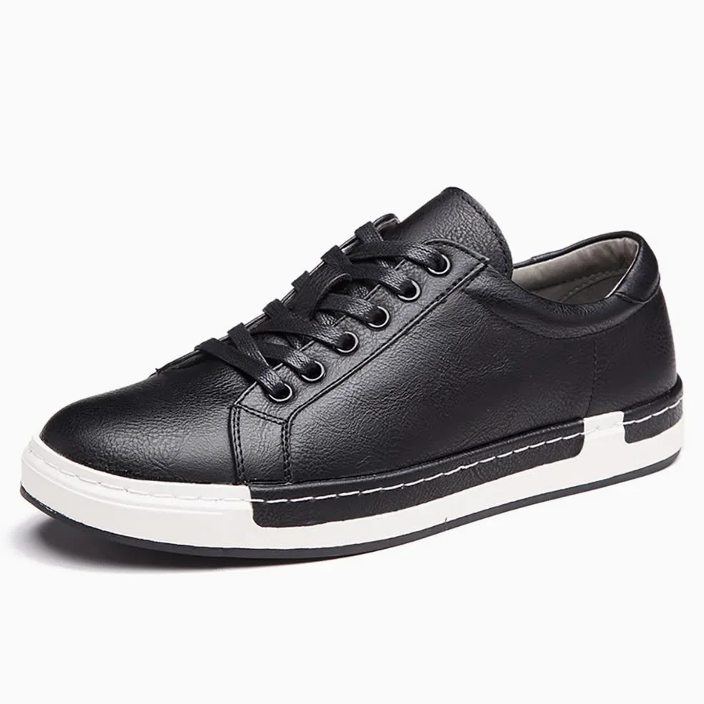 Hommes Casual Cuir Skateboard Fashion Chaussures Dentelle Talons Hauts Chaussures Antidérapantes Business Fashion Floor Comfort Sneakers