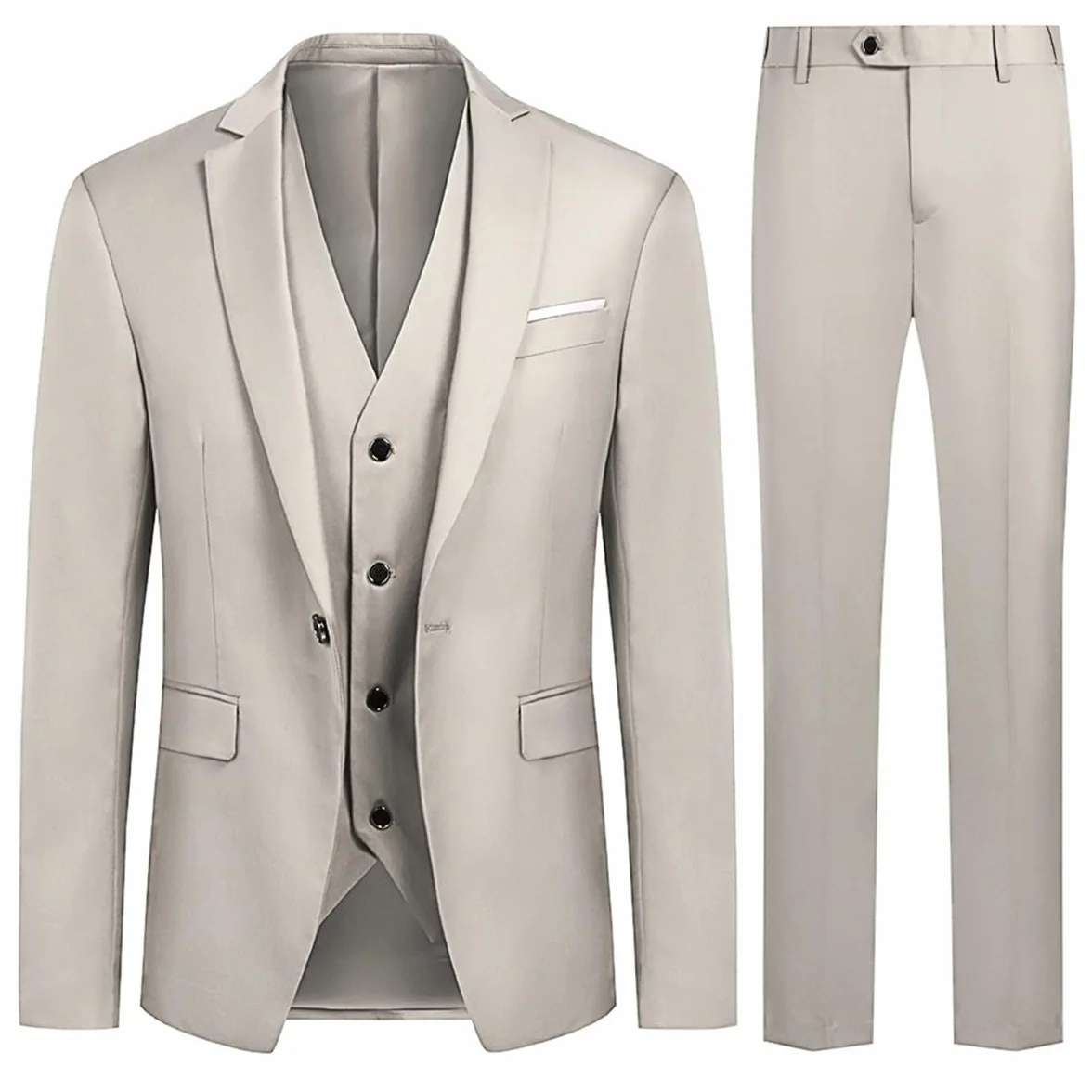 Allthemen Costumes Hommes 3 Pièces Mariage Un Bouton Slim Fit Vests de Smoking Couleur Pure Formel Veste Gilet et Pantalon