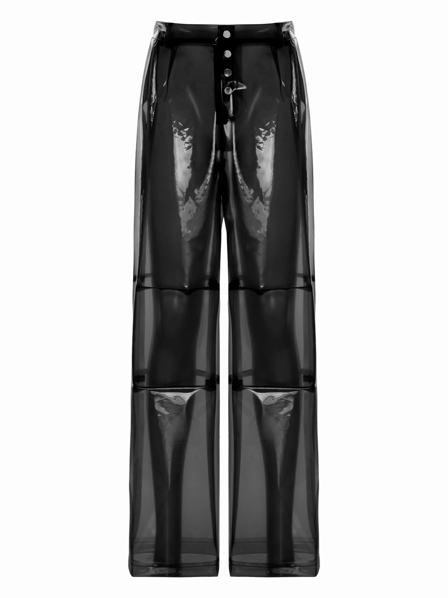 Hansber Pantalons en PVC Transparent pour Femme Pantalons Haute Taille Transparents Droits Jambes Larges Longs Transparents Cosplay