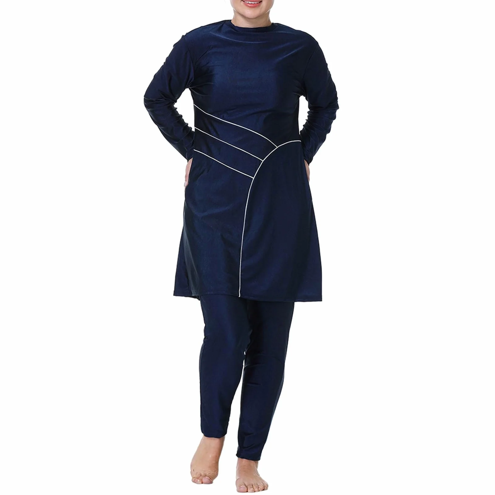 Maillot de bain musulman pour femme - Grande taille - Couverture complète - Burkini islamique - Manches longues - Maillot de bain conservateur avec hijab - Costume de natation arabe traditionnel