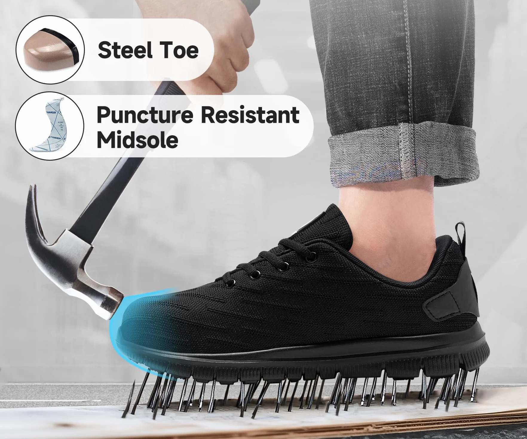 DYKHMILY Chaussures de sécurité Homme Femme Légère Anti-Perforation Basket Chantiers et Industrie Embout Acier Chaussures de Travail Respirant Confortable