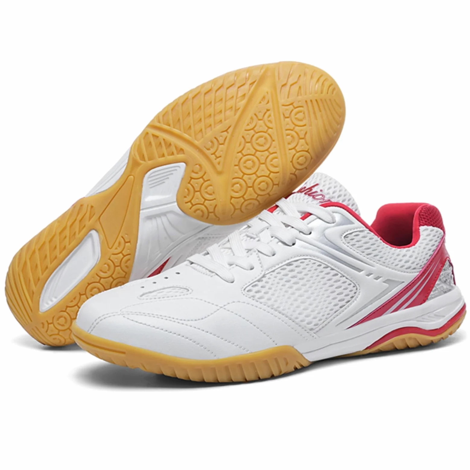 Chaussures de Badminton Femme Chaussures de Volleyball Indoor Antidérapantes Respirantes Légères Amorties Chaussures de Sport Salle Blanc/Rouge Blanc/Bleu