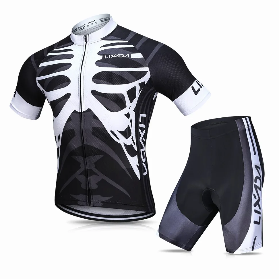 Lixada Hommes Femmes Cyclisme Maillot à Manches Courtes + Cuissard de 3D Padded Short Respirant