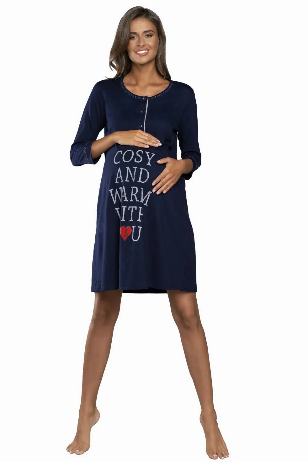 Italian Fashion Chemise de Nuit Allaitement | Pyjama Grossesse et Maternité | Pyjama Femme Enceinte pour la Maison et l’Hôpital | Tenue Maternité Accouchement avec Fermeture S-XXL