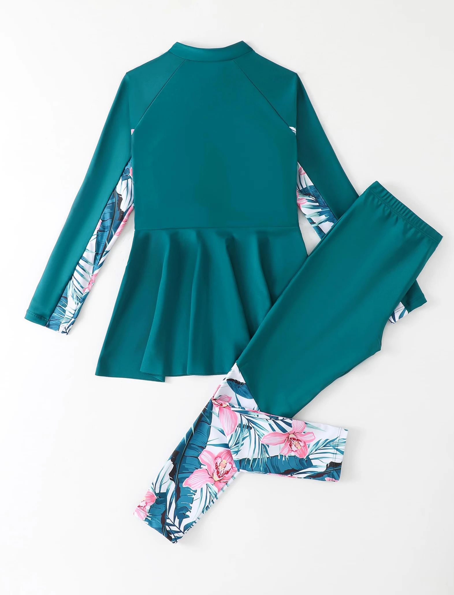 Odizli Maillot de bain burkini pour filles et enfants - Maillot de bain modeste à manches longues avec haut zippé et pantalon de bain musulman