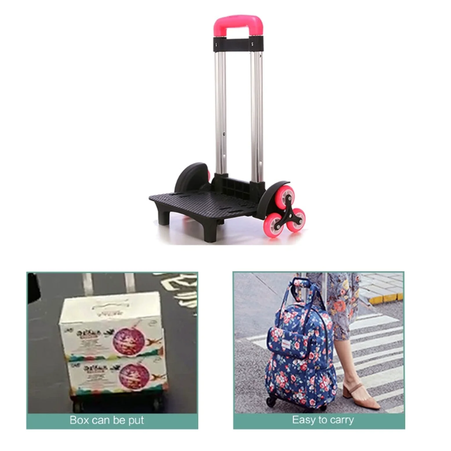 Chariot à Dos en Alliage d'Aluminium - 6 Roues Pliables pour Bagages, Sac à Dos, d'École et Animaux Domestiques