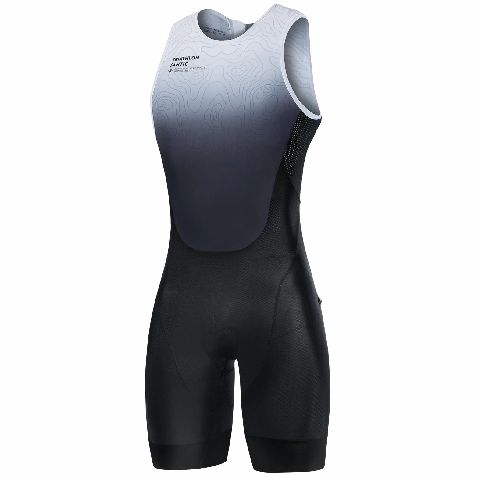 Santic Combinaison de triathlon pour homme - Une pièce - Sans manches - Rembourrée - Manches courtes - Trisuit - Triathlon - Haute élasticité - Séchage rapide