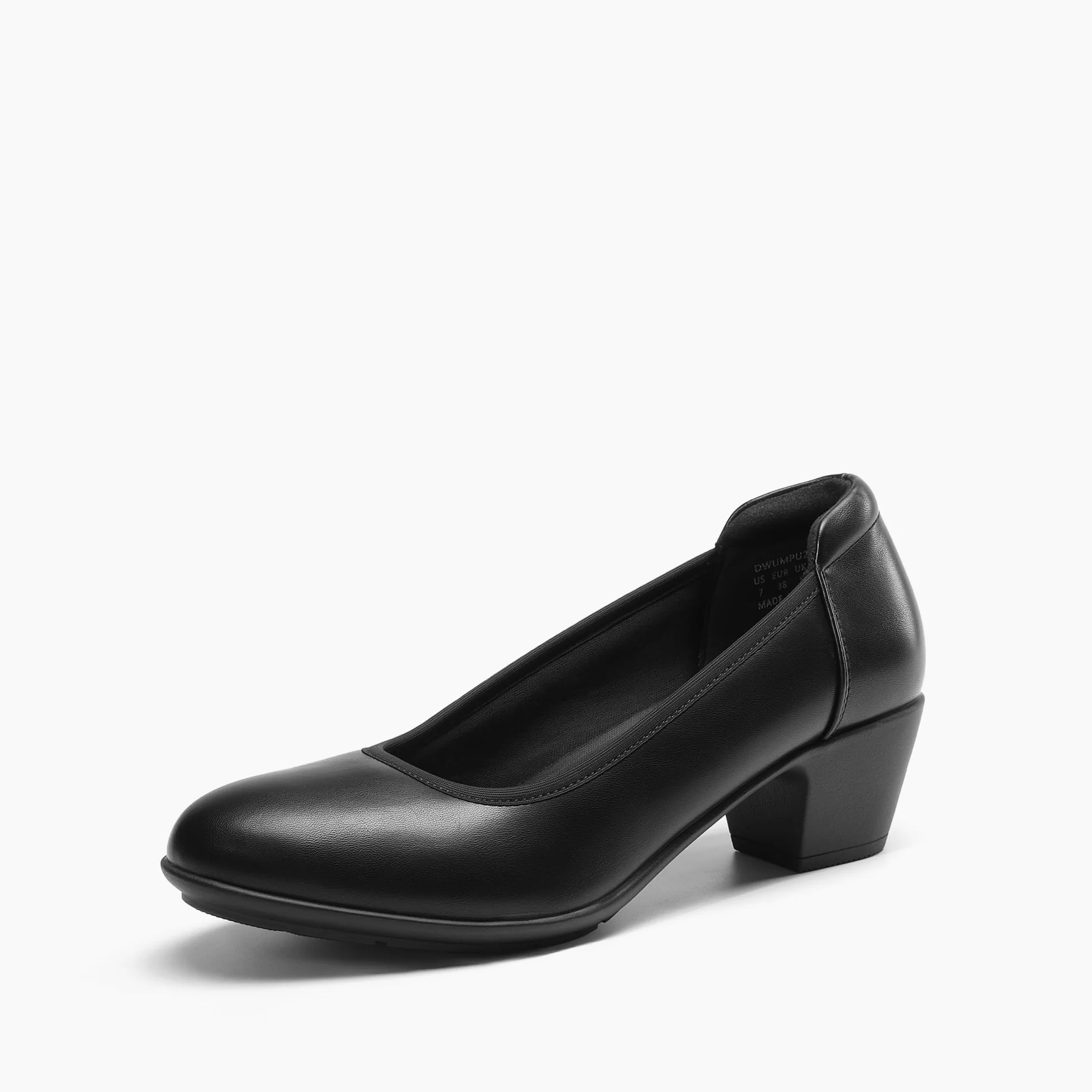 DREAM PAIRS Escarpins à talons bas et épais confortables pour femme - Bout rond - Chaussures habillées pour le bureau et les affaires, noir, 39.5 EU