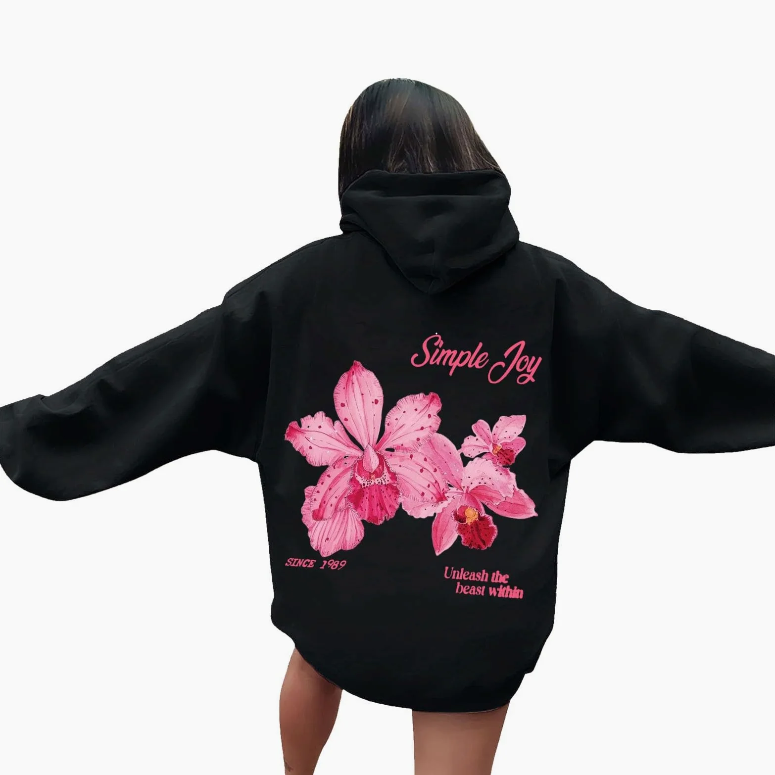 Generisch Veste de survêtement pour femme - Sweat à capuche - Pull à capuche - Impression graphique - Lettres - Manches longues - Automne - Hiver - Sweat-shirt haut pull