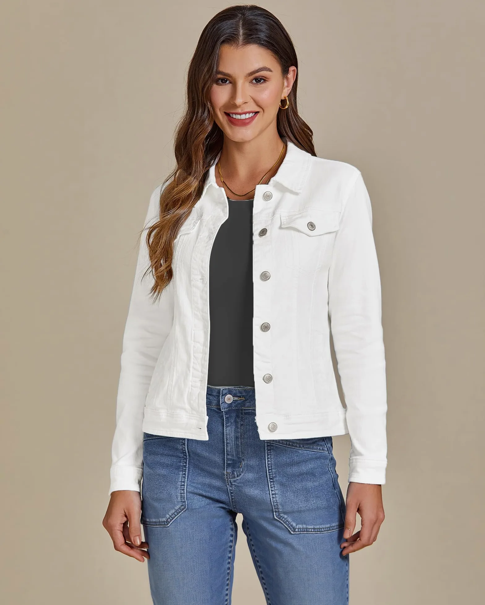 Vetinee Veste en Jean Femme Blouson Jean