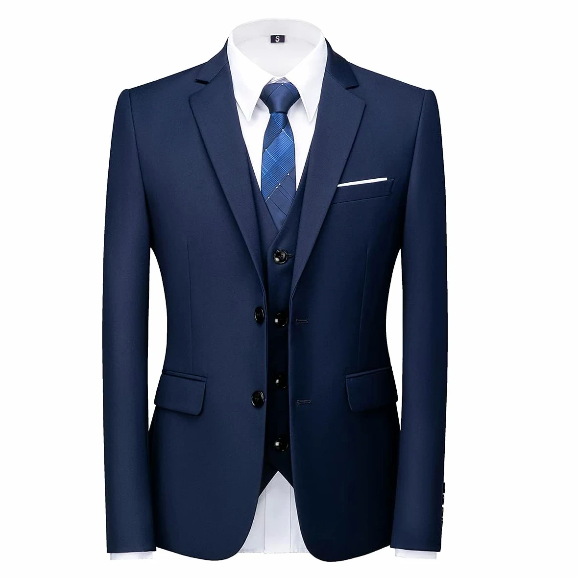 KUDORO Costume Homme 3 pièces Slim Fit Smoking Simple Poitrine à Deux Boutons Men Suits 3 Piece pour Mariage Business Fête Confort Blazer Veste et Pantalon Gilet