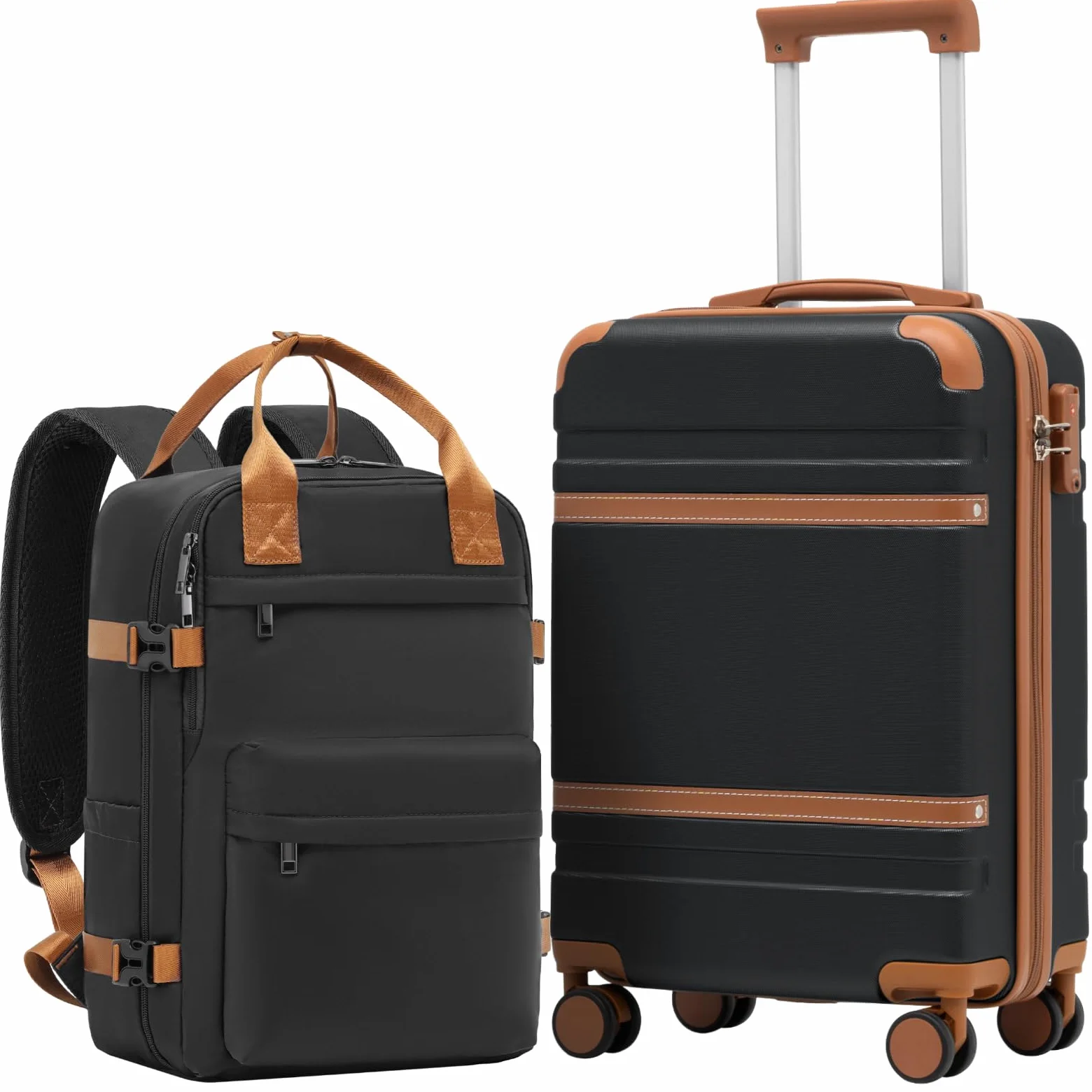 COOLIFE Ryanair Valise Cabine 55x35x20 40x20x25 20L Bagage à Main Rigide Serrure TSA 4 Roulettes Jumelées