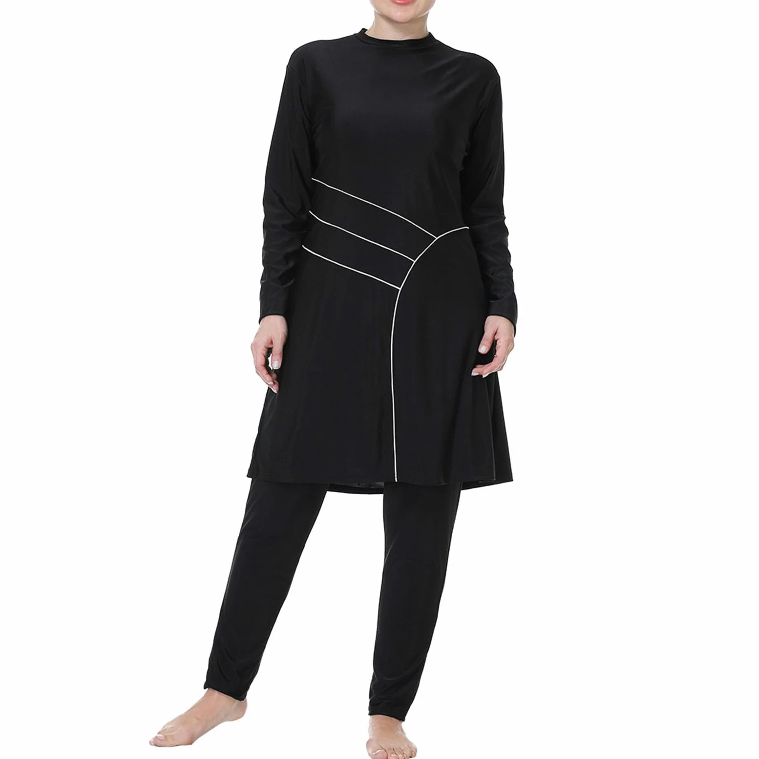 Maillot de bain musulman pour femme - Grande taille - Couverture complète - Burkini islamique - Manches longues - Maillot de bain conservateur avec hijab - Costume de natation arabe traditionnel