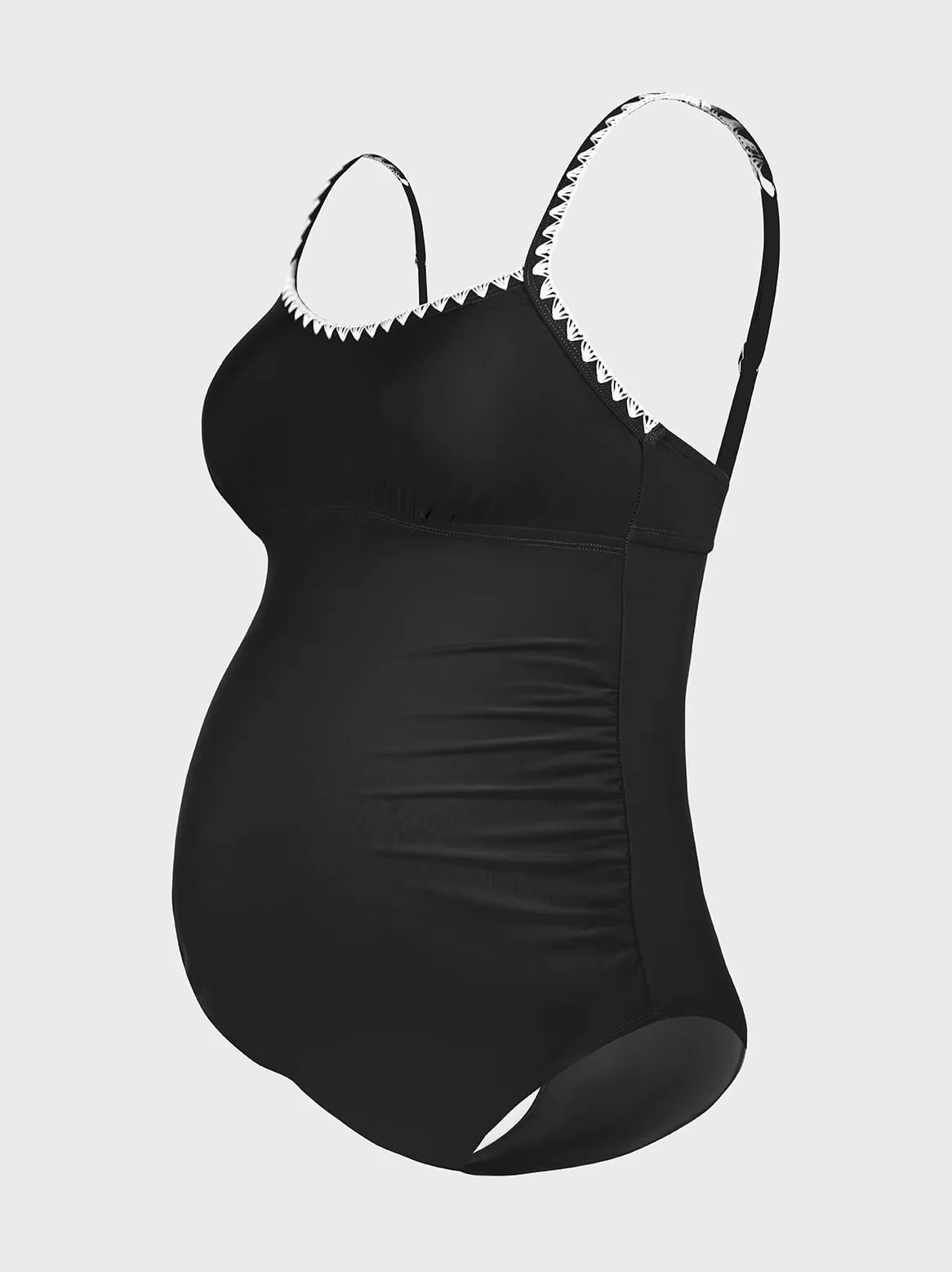 CUPSHE Maillot de bain une pièce de maternité pour femme avec bretelles réglables, coque froncée cousue dans le dos, maillot de bain pour la grossesse