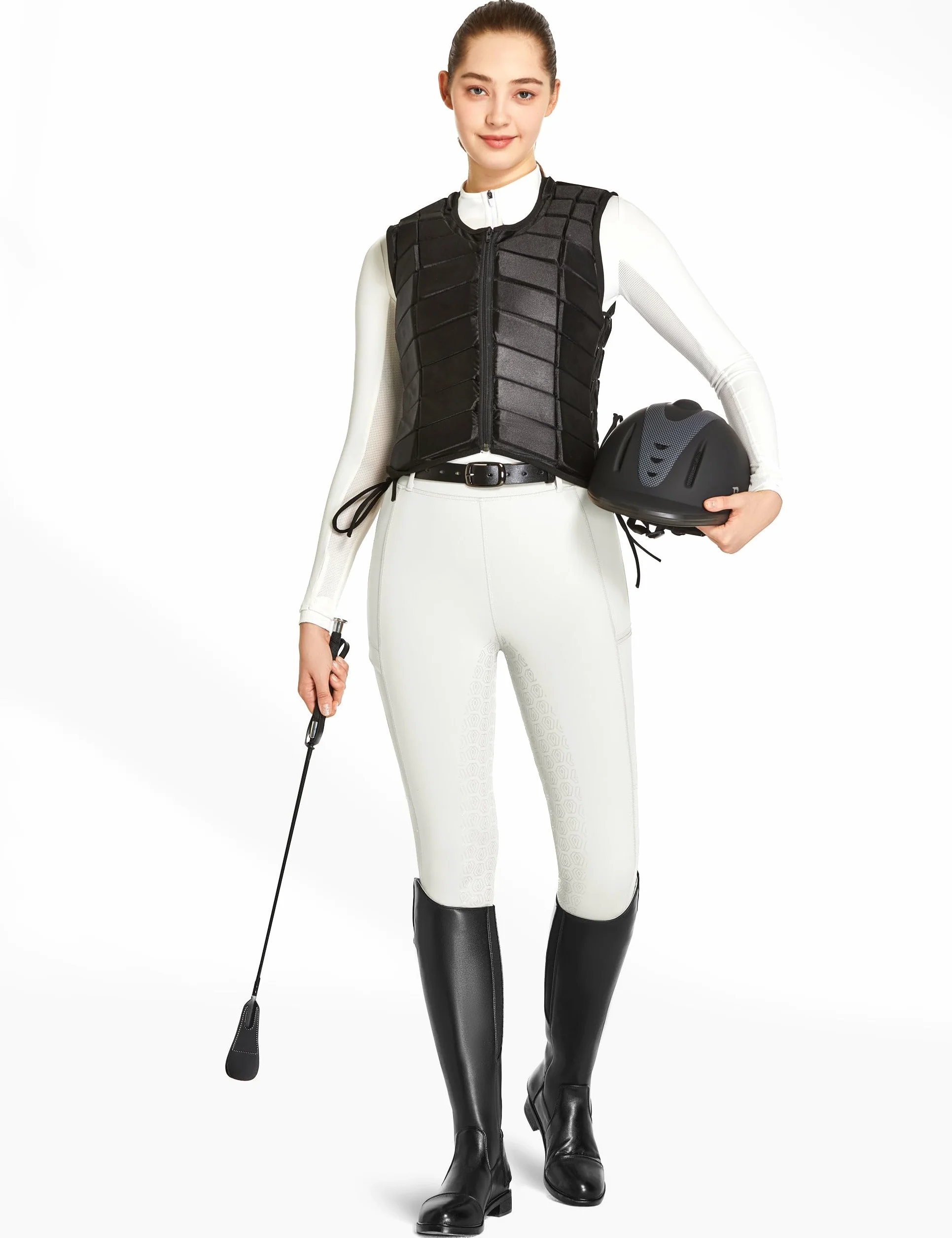 FitsT4 Sports Legging d'équitation pour femme en silicone avec poche pour téléphone portable et passants de ceinture pour l'équitation et l'entraînement des chevaux