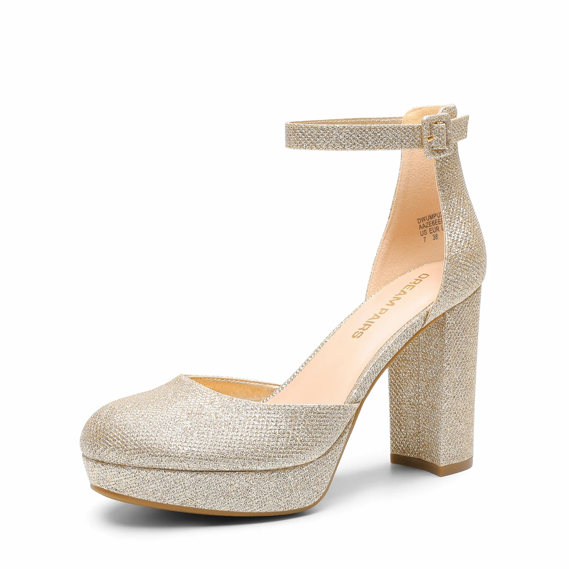 DREAM PAIRS Escarpins Femme Plateforme Talon Bloc Haut Mary Jane Style Chic Mode Soirée Mariage Bureau