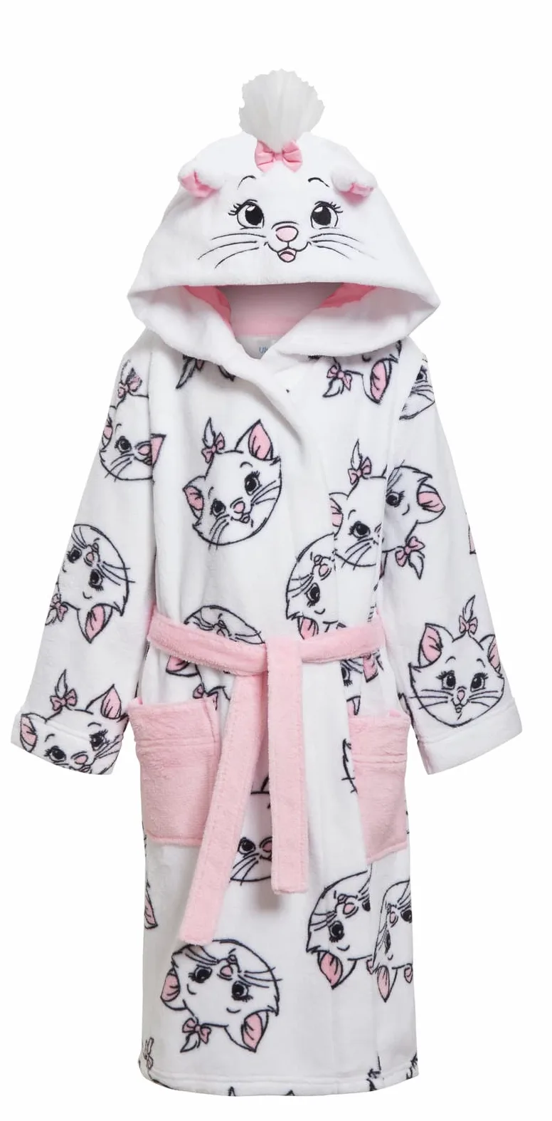 Disney Aristochats Marie Peignoir de bain à capuche en polaire pour fille Motif chat