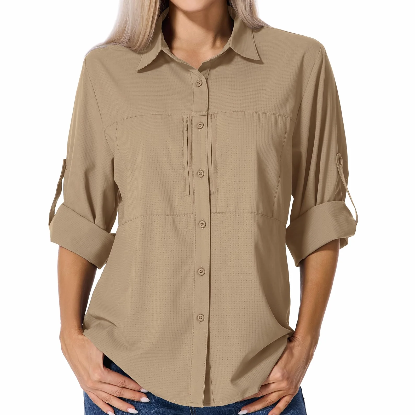 Shirts T-shirt UV UPF 50+ Safari Kleidung Wanderbluse Damen Hemdbluse Outdoor atmungsaktiv Quick Dry Sonnenschutz Langarmshirt Bluse