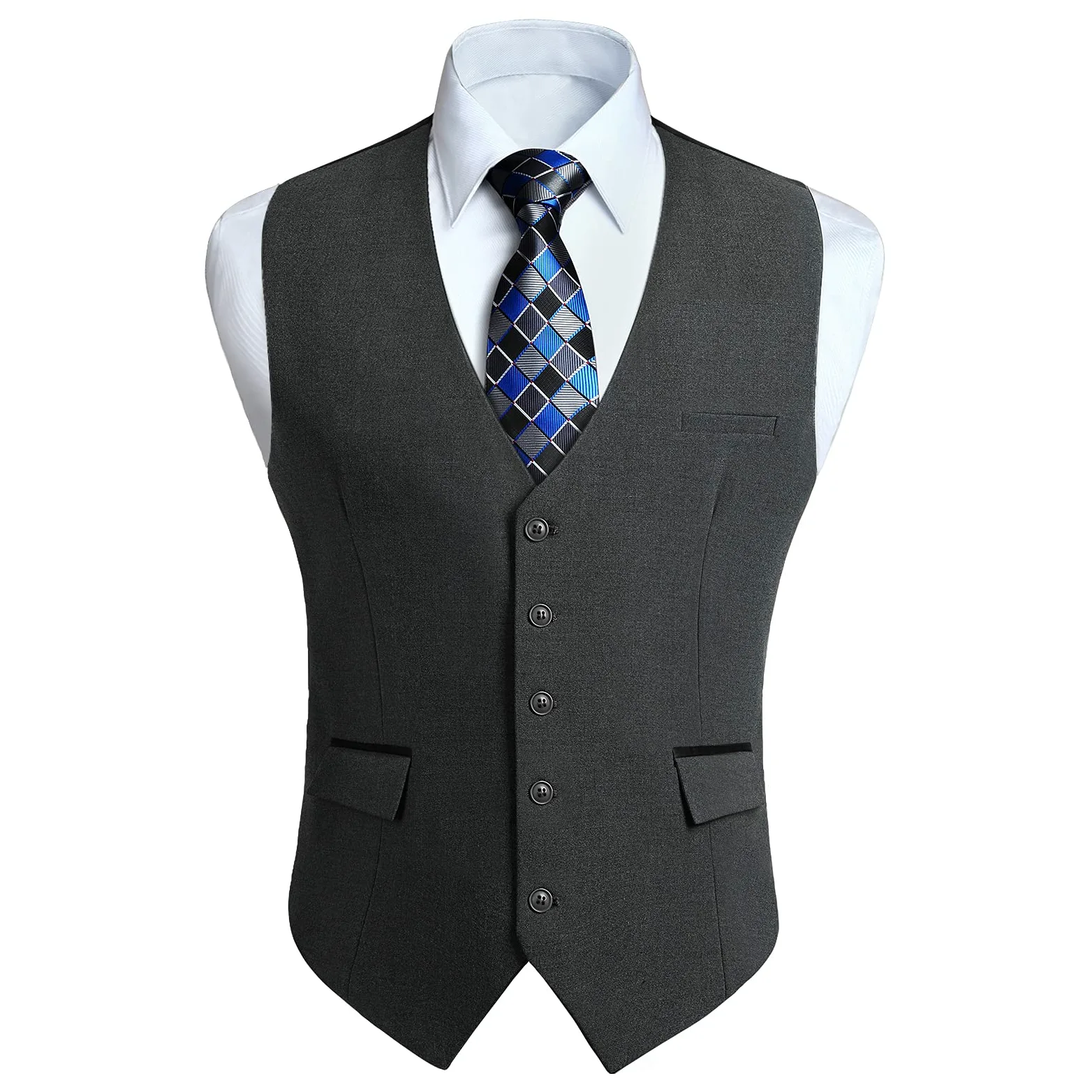 HISDERN Gilet Costume Homme Formel Classique Casual Gilets sans Manche Homme pour Mariage Business Parti Coton Vest