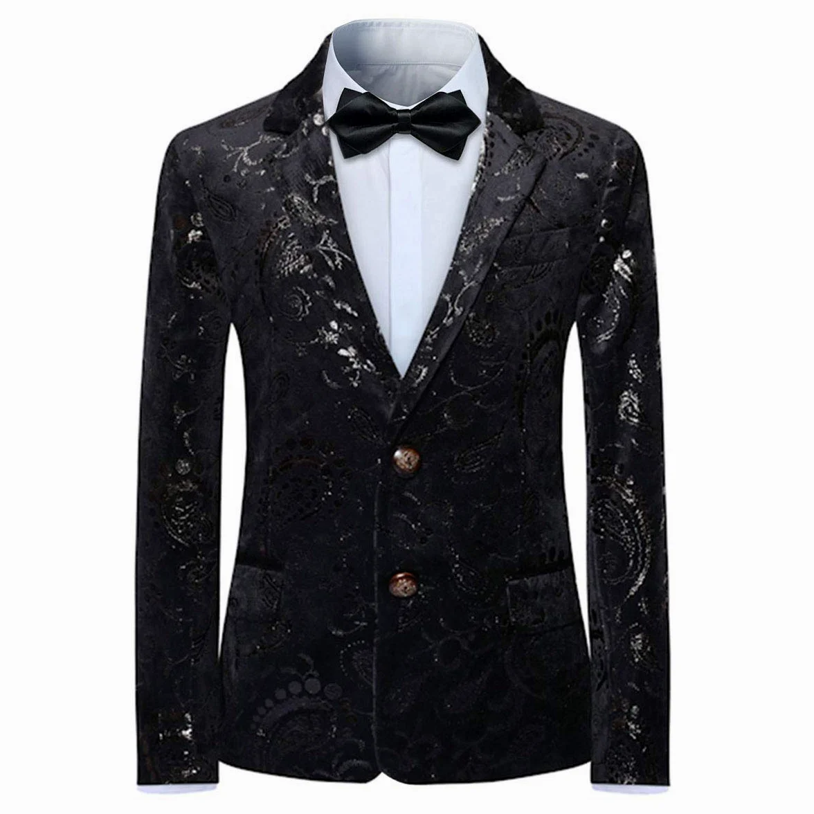 Garçon Costume 2 Pièces Classique Doré Floral Jacquard Slim Fit Toussaint Mariage Bal Tuxedo Veste et Pantalon 6 Couleurs